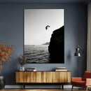 Cliff Jumping Silhouette Wall Art Canvas Print – Framed