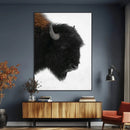 Western Rustic Wall Art Canvas Print – Framed Buffalo Black