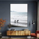 Surfer Silhouettes Wall Art Canvas Print – Minimalist Ocean