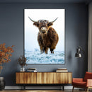 Highland Cow Wall Art Canvas Print – Framed Frosty Winter by MyGreatCanvas | Canvas Wall Art Prints | Photo Prints & Wall Decor