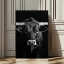 Texas Longhorn Wall Art Canvas Print – Monochrome Horned