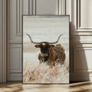 Texas Longhorn Wall Art Canvas Print – Brown Horned Bull