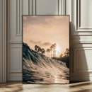 Golden Hour Ocean Wave Wall Art Canvas Print – Framed