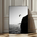 Cliff Jumping Silhouette Wall Art Canvas Print – Framed