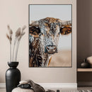 Texas Longhorn Wall Art Canvas Print – Speckled Horned Bull