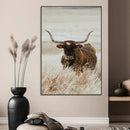 Texas Longhorn Wall Art Canvas Print – Brown Horned Bull
