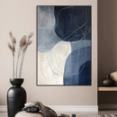 Navy Abstract Wall Art Canvas Print – Framed Minimal Lineart