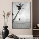 Black White Palm Tree Wall Art Canvas Print – Framed