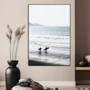 Surfer Silhouettes Wall Art Canvas Print – Minimalist Ocean