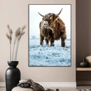 Minimalist Scottish Highland Cow Wall Art Canvas Print –