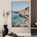 Clear Blue Water Beach Wall Art – Framed Rocky Cove Canvas by MyGreatCanvas | Canvas Wall Art Prints | Photo Prints & Wall Decor