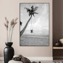 Black White Palm Tree Wall Art – Framed Ocean View Canvas by MyGreatCanvas | Canvas Wall Art Prints | Photo Prints & Wall Decor