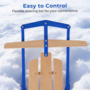 54 Inch Wood Snow Sled with Metal Runners and Steering Bar by LJGDeals