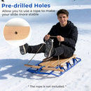 54 Inch Wood Snow Sled with Metal Runners and Steering Bar by LJGDeals