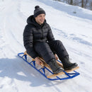 54 Inch Wood Snow Sled with Metal Runners and Steering Bar by LJGDeals