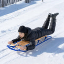54 Inch Wood Snow Sled with Metal Runners and Steering Bar by LJGDeals