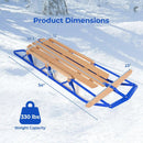 54 Inch Wood Snow Sled with Metal Runners and Steering Bar by LJGDeals