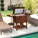 54 Quart Wooden Cooler Cart for Patio Rolling Ice Chest with Shelves-Brown by LJGDeals
