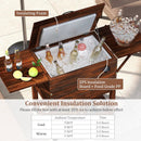 54 Quart Wooden Cooler Cart for Patio Rolling Ice Chest with Shelves-Brown by LJGDeals