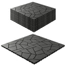 Interlocking Patio Deck Tiles 12 Inch Stone Pattern 44-Piece Set