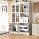 TOPMAX Freestanding Buffet With Hutch - Tall Kitchen Pantry Cabinet by HouseOfZazla