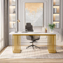 Office Executive Desk For Home Office - White / Gold by HouseOfZazla