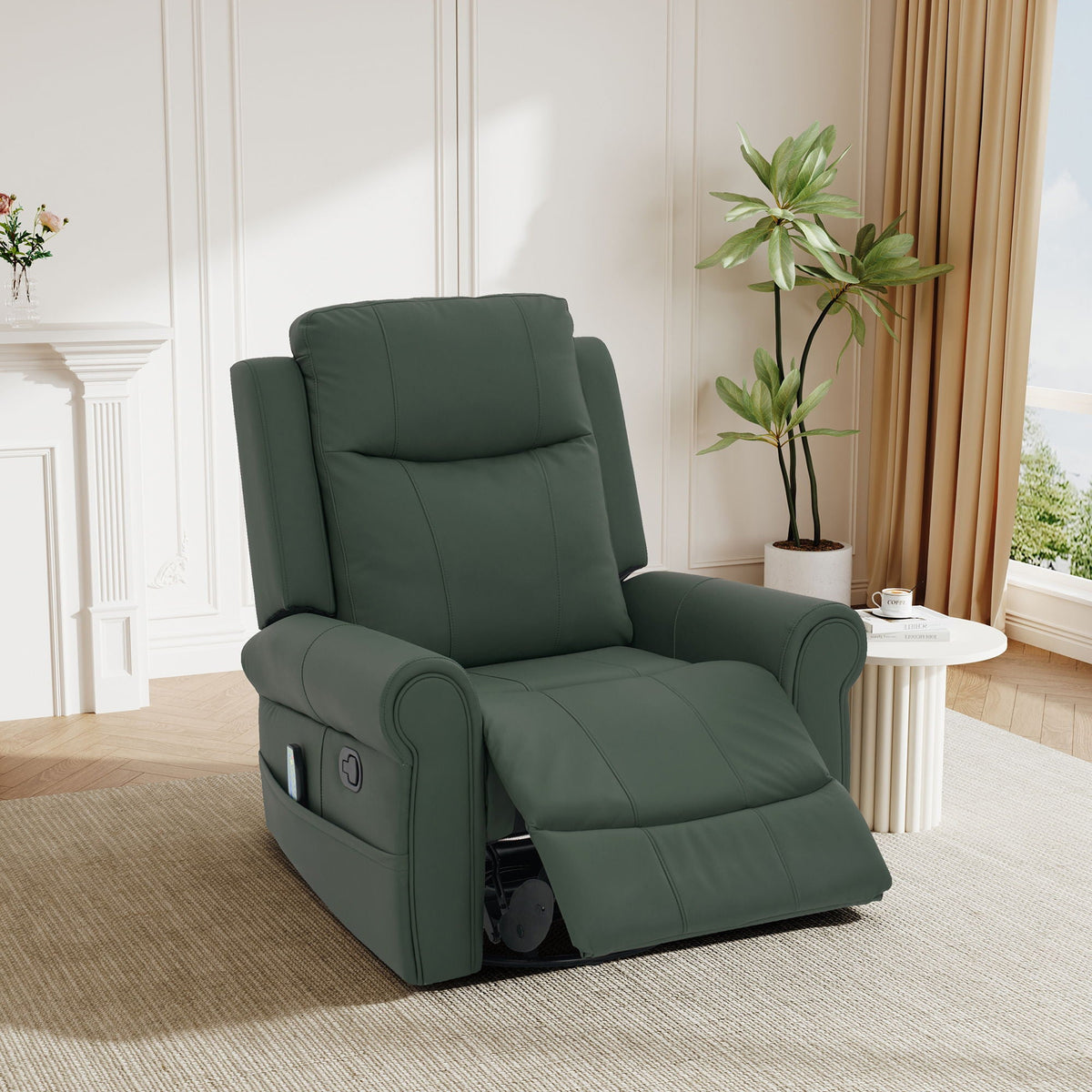 Manual Recliner Chair With 270 Degree Swivel, Massage & Heating, Dual Reclining Positions, photo 9 of 14