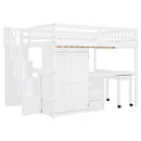 Loft Bed With Stairs, Bookshelf, Drawers, Desk & Wardrobe, Space Saving Multifunctional Furniture by HouseOfZazla