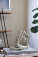 8.5x4.5x7' Beige Resin and Stone Yoga Figurine in King Pigeon Pose by HouseOfZazla