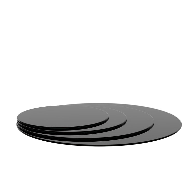 24" Inch Round Tempered Glass Table Top Black Glass 1/4" Inch Thick Round Polished Edge
