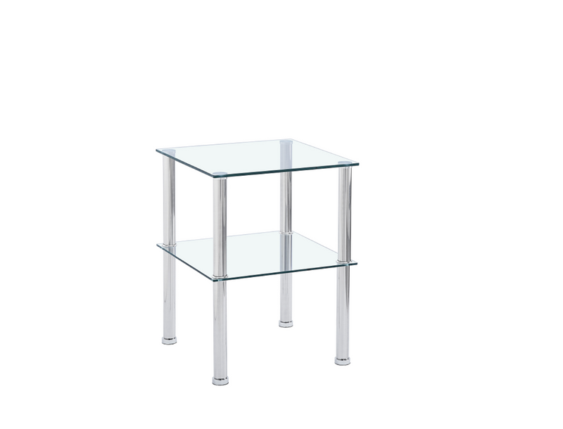 2-Piece Clear Glass Side&End Table Two Layer End table with Shelf