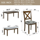 6 Pieces Kitchen Dining Set, Rectangular Wooden Dining Table With 4 Chairs And A Bench by Unique Piece Furniture