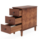 Narrow End Table With 3 Drawers, Compact Design For Small Spaces - Brown by HouseOfZazla