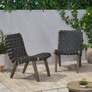 Lounge Chair With Stunning Rope Weave Design, Set of 2 - Black by HouseOfZazla