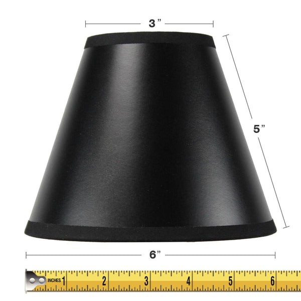 6"W x 5"H Set of 6 Black Parchment Gold-Lined Chandelier Candle Clip Lamp Shade, photo 2 of 6