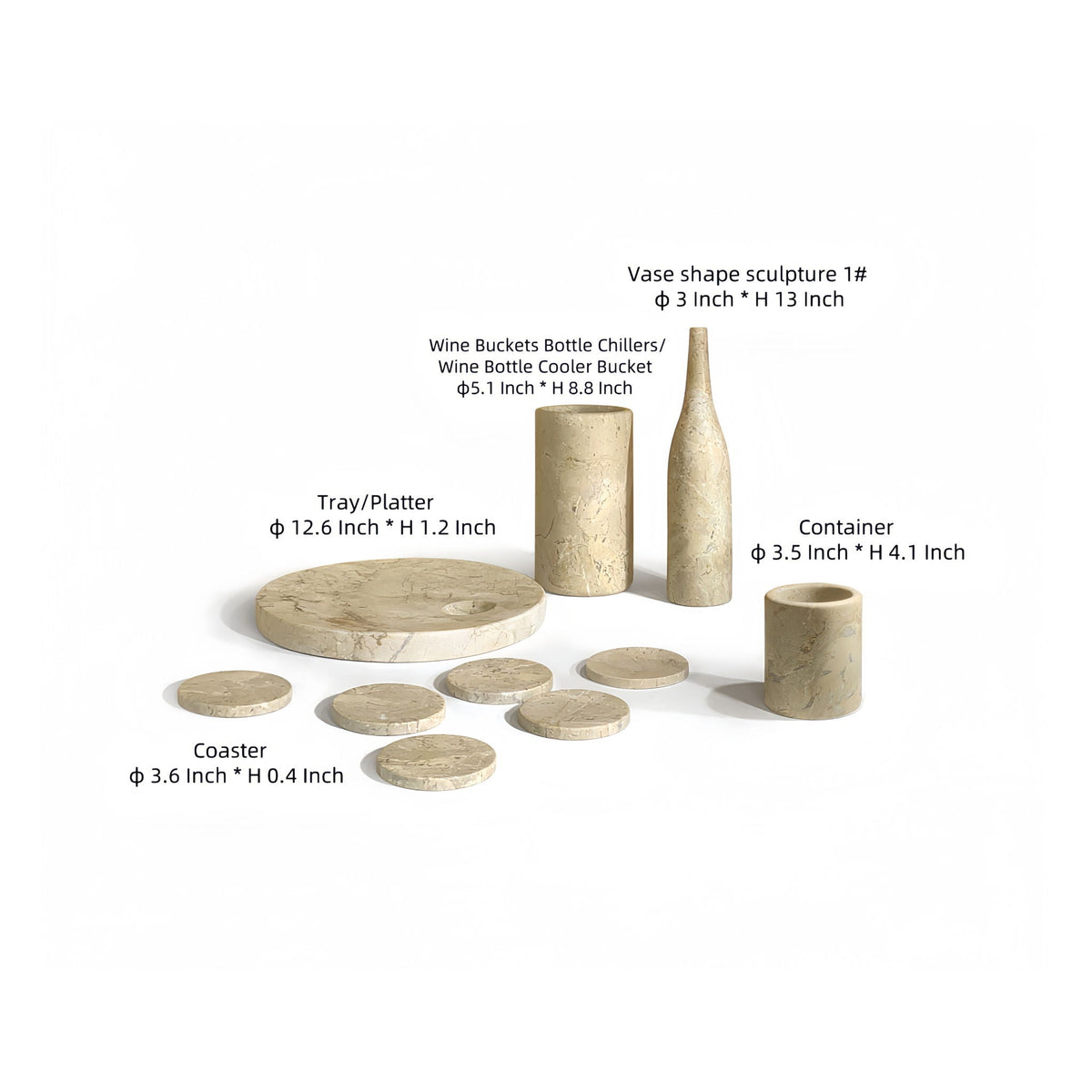 10 Pieces Luxury Natural Marble Dining Room Accessories Set, photo 15 of 33
