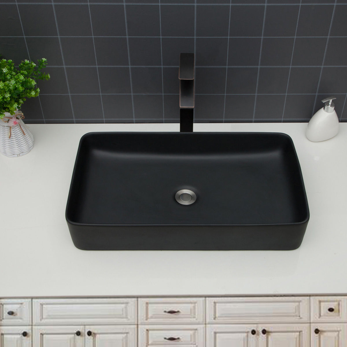 Modern Ceramic Rectangular Bathroom Vessel Sink With European Design, photo 5 of 14