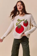 SO ME Vegetable Round Neck Long Sleeve Sweater