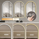 Arched LED Vanity Mirror With Time & Temperature Display, Anti-Fog, Dimmable Backlight In Frame, 3 Color Temperatures