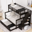 Bunk Bed With Twin Size Trundle, Storage And Guard Rail For Bedroom by Unique Piece Furniture