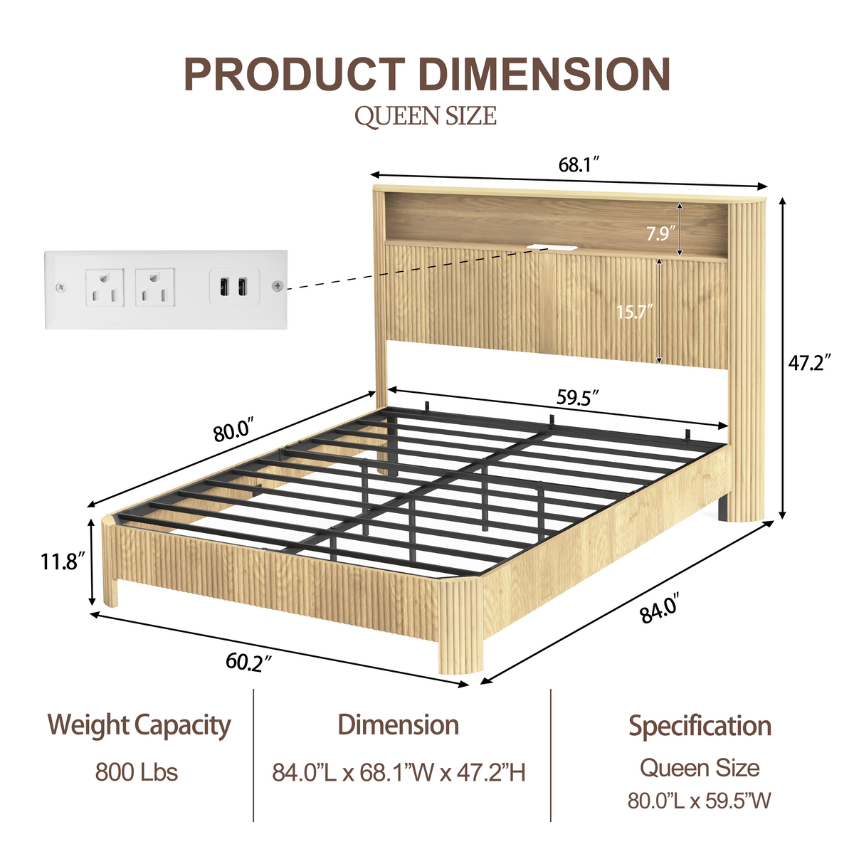 Queen Size Bed Frame With Storage Headboard, photo 6 of 10