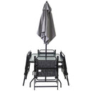 Outdoor Patio Dining Set For 4 People, Metal Patio Furniture Table And Chair Set With Umbrella - Black by HouseOfZazla