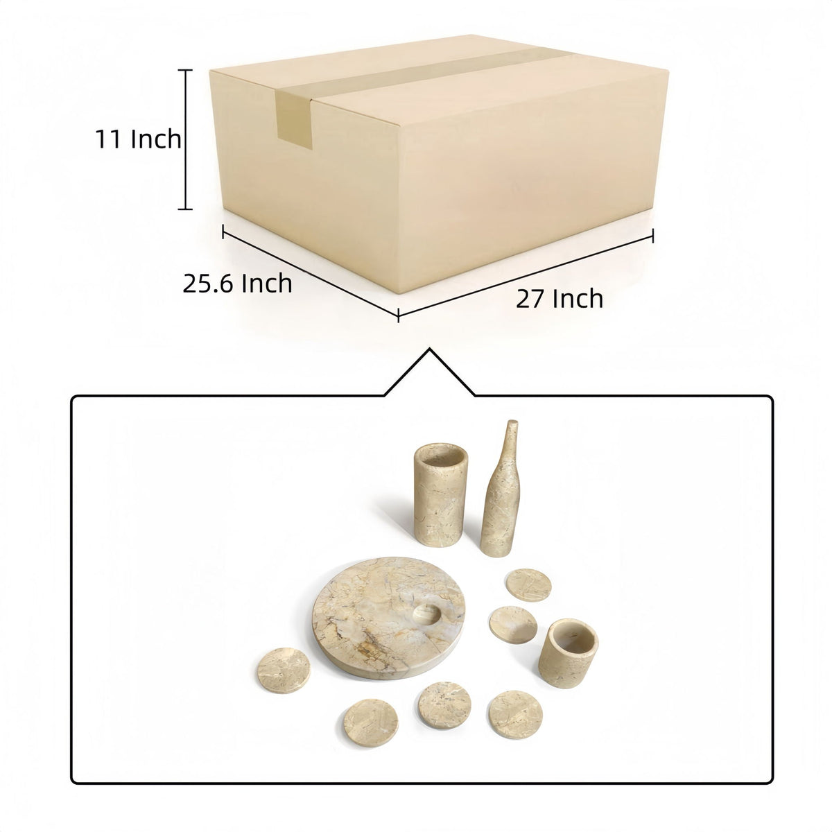 10 Pieces Luxury Natural Marble Dining Room Accessories Set, photo 16 of 33