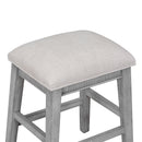 4-piece Dining Bar Table Set with 3 Upholstered Stools, Multifunctional Dining Table with 3 Drawers (Gray)