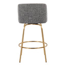 Toriano - Contemporary, Fixed Height Counter Stool With Swivel With Round Footrest (Set of 2)