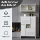 31'Multi-Functional Shoe Cabinet with Wall Cabinet, Narrow Shoe Rack Storage Organizer with 2 Flip Drawers Versatile Side Cabinet for Hallway, Bedroom, Apartment, White