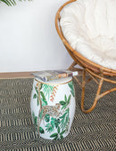 13x13x18 Ceramics Garden Stool Jungle-Themed Accent Side Table by HouseOfZazla