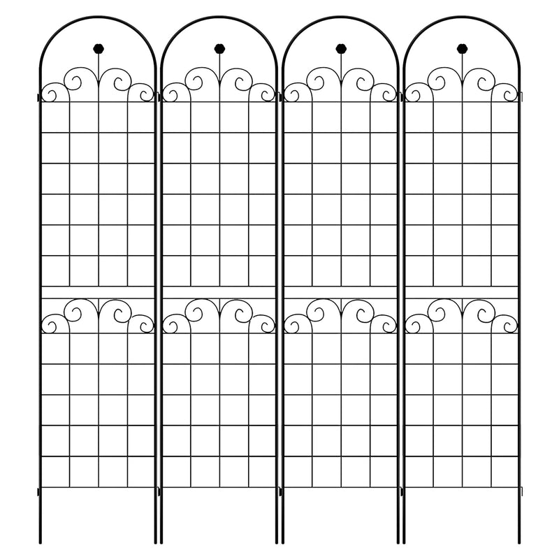 4 Pack Metal Garden Trellis for Climbing Plants Outdoor 86.7" x 19.7" Rustproof Plant Support Rose Trellis Netting Trellis Black
