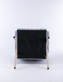 Accent chair, KD rubber wood legs with black finish. Fabric cover the seat. With a cushion.Blue Stripe