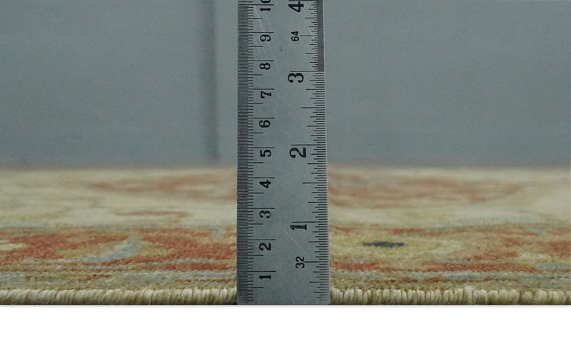 5.4x8 Hand Knotted Rust, Beige and Peach Traditional Turkish Knot Heriz wool area Rug